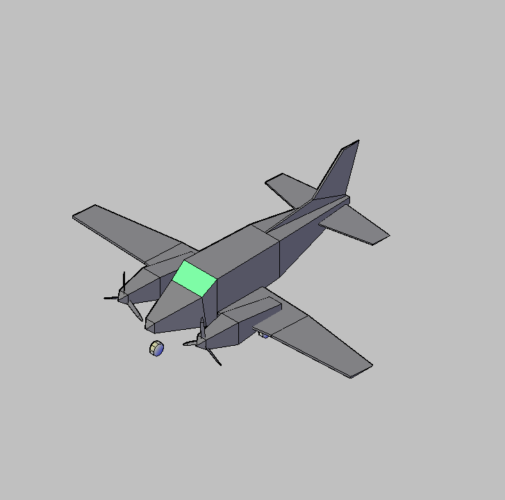 Bloque Autocad Vista de Avioneta  Diseño 02 Bibliot. 2D-3D en 3D